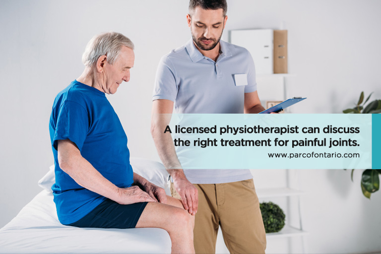 A licensed physiotherapist can discuss the right treatment for painful joints.