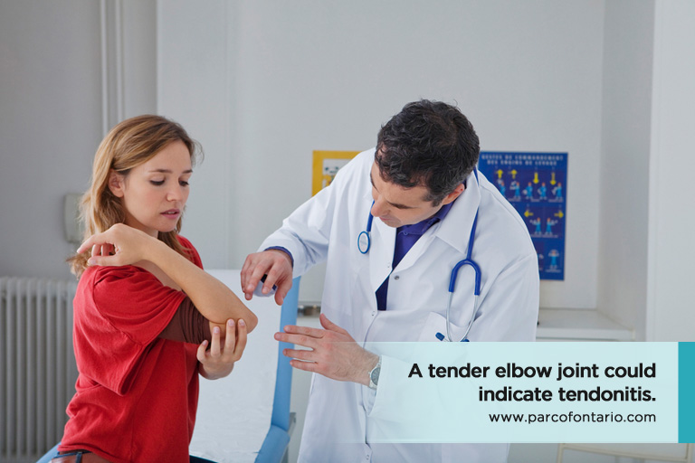 A tender elbow joint could indicate tendonitis.
