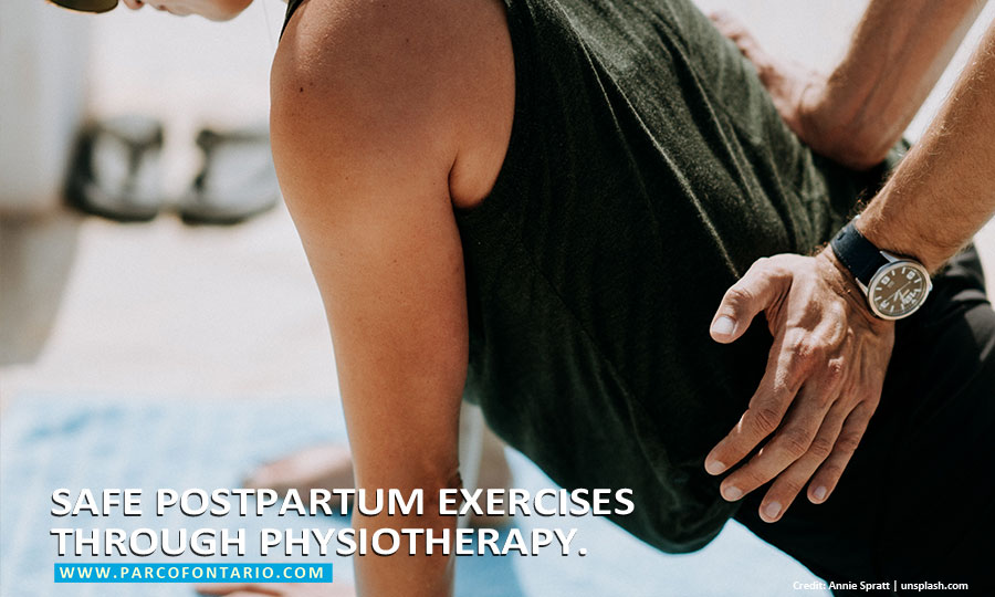 Safe postpartum exercises through physiotherapy.